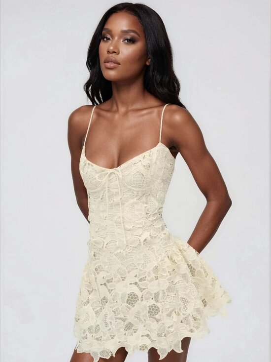 For Love And Lemons Dresses & Skirts - For Love & Lemons Coco Lace Sleeveless Mini Dress - Cream
